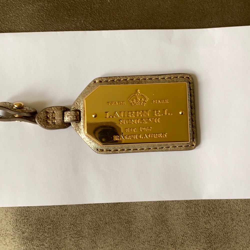 RALPH LAUREN BRASS & LEATHER LOOP STRAP KEY FOB